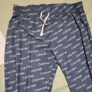 Calvin Klein Blue Sleepwear Pants & Jockey Adjustable Straps White Tank Top